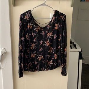 Backless cotton long sleeve shirt